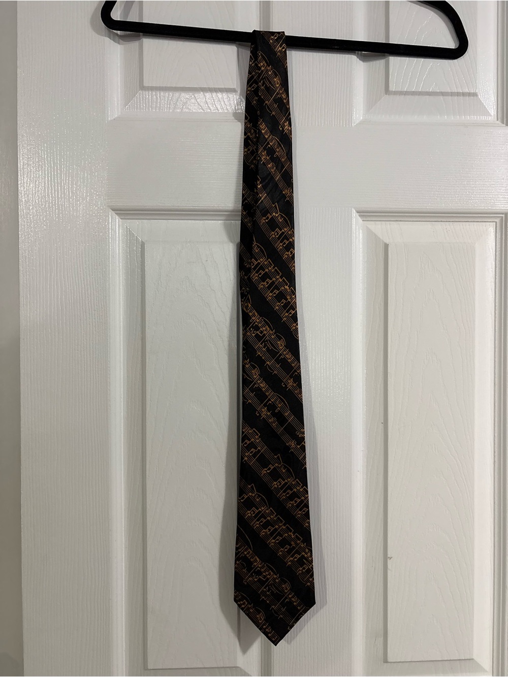 Men's Black and Brown Gold Music Tie